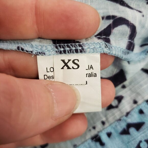 Lola Australia Womens Ruffled Midi Dress Size XS Blue Tropical Beach Peasant - Picture 4 of 12